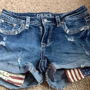 Grace Women's Distressed Blue Jean Shorts